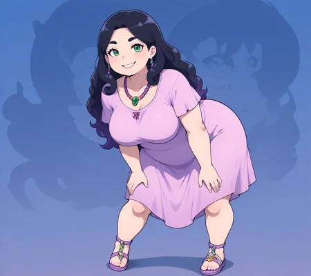 PonyScores7, source_anime, ah1, IllustriousQual, <lora:natsumi_style:0.5>, <lora:by_usakun-pony:0.4> by usakun, <lora:Akina_Bbw_Style_-_PonyXL:0.2> AkinBw
BREAK 1girl, (curly hair), long hair, (black hair:1.3), mature female, (parted hair:1.7), (round face:1.2), (thick eyebrows:1.3), (curvy), round-chin, (hazel with (green flecks) eyes:1.4), (colorful eyes), (multicolored eyes), caucasian, (downturned eyes:1.2), (plump face), messy hair, <lora:Round_face:0.1>, <lora:ETO_OCPonyXL:0.5> eto_oc, skindentation, (plump), thick thighs, wide hips, busty, voluptuous, kinky curls, lips, <lora:venus body PonyXL:0.4>, ((smiling at viewer), (she faced the raging fire, her silhouette stark against the inferno, determined), (Enchanted Jewelry Stores)), looking at viewer, ((Pastel Purple Reggae, Loose-fitting tie-dye dress, colorful sandals, layered beaded necklaces, natural makeup, and long, flowing hair with flower clips))
BREAK <lora:xl_more_art-full_v1:0.2>, <lora:shinyskin2:0.2> glistening skin, <lora:aesthetic_anime_v1s:0.2>, <lora:Expressive_H:0.2> Expressiveh, <lora:hairdetailpxl:0.2> hairdetailpxl, <lora:EpicF4nta5yXL:0.2>, <lora:detailxl:0.2> detailxl, <lora:Fant5yP0ny:0.2>, best quality, amazing quality, best aesthetic, absurdres, <lora:expressive eyes:0.2> expressive eyes, <lora:eyedetailpxl:0.2> eyedetailpxl, illustration, Volumetric_Lighting, ultra-detailed, very aesthetic, intricate details, 8k, masterpiece, best_quality
BREAK (hero view), (zoom out:1.5)
BREAK <lora:Eyes_High_Definition:0.3> EyesHD, Stable_Yogis_PDXL_Positives, AS-Adult, <lora:Complicated fantasy portrait - XL Pony V2.0:0.4>, bad-hands-5, <lora:HDA_Detailer:0.2>, HDA_FatGirlXL,