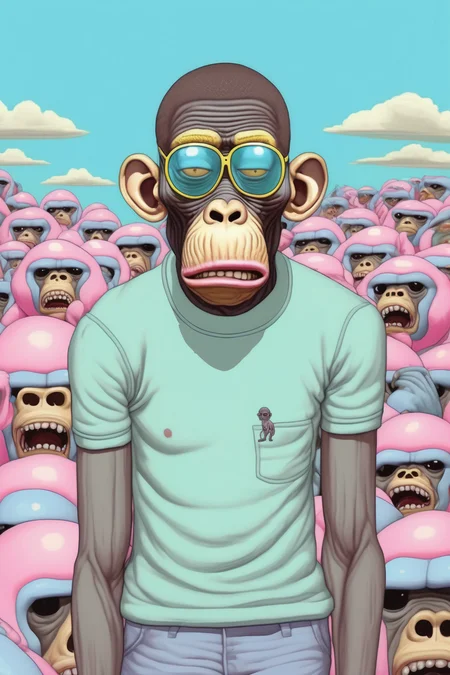 <lora:Alex Gross Style:1>Alex Gross Style - Yue Minjun tyler the creator fear and loathingdazed magazine style