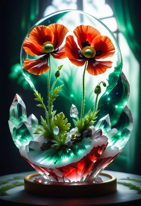 (((videogame_style))), lineart:1.2, (sharp focus:1.2), lineart, flat color, monochrome, greyscale, ((1 rustred poppy)), (moody lightning:1.2), soft grey light, depth of field, bokeh, 8k, OLED, beautiful rustred poppy Illuminated by the ethereal glow of studio lightning, the light is reflecting shadows on green auraquartz, the light reflection sparcles around them, the harmonic play of light and shadow underlines the natural beauty of the rustred poppy,, (the petals are velvety and silky curved:1.2), (high contrast to catch the play of light and shadows),, one rustred poppy:(For the viewer, the flower appears alive, as if a glimpse of her inner sparkle is possible),,simple light grey background, by night, peacful and grateful atmosphere, painted hearts, magical atmosphere, (flying red auraquartz inside a transparent crystal cube) on a dessert table in front of a bright window, the moonlight casts a beam of light onto the flower and seems to melt your ice cube in which the flower is located, water mist emanates from the cube, award winning art, deserted space, landscape, detail colour is rustred and green, magical atmosphere, fairytale like