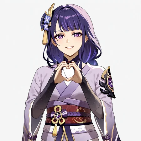 score_9,score_8_up,score_7_up,<lora:raiden_shogun_pony:1>,1girl,raiden_shogun_ckxl,solo,heart_hands,smile,black_hair,long_hair,streaked_hair,two-tone_hair,sidelocks,hair_ornament,absurdres,highres,;\),blunt_bangs,bridal_gauntlets,commentary,long_sleeves,looking_at_viewer,low_ponytail,mitsudomoe_\(shape\),obiage,one_eye_closed,,short_kimono,shoulder_armor,simple_background,white_background,wide_sleeves, mammamia, pinched hand pose