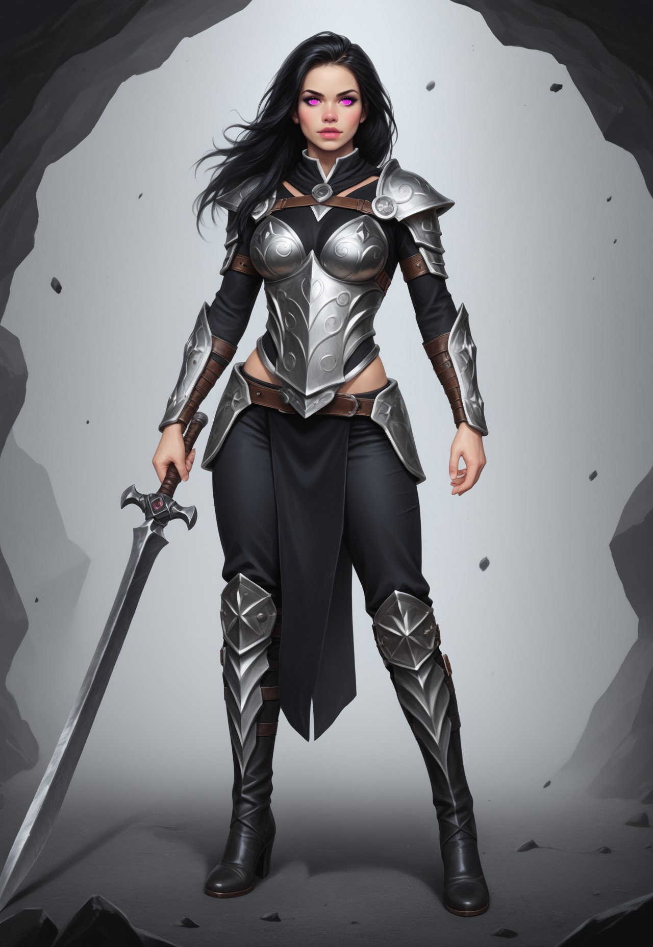 safe_pos, core_9, score_8_up, score_8, semi realistic, ultra detailed, 8k, high quality, hi res, high quality, detailed eyes, perfecteyes, detailed face, 1girl, sharp focus, cowboy-shot, focus on hip, (1girl:1.2), voidwalker, living shadow armor, (((abyssal blade))), obsidian skin with glowing cracks, long flowing void hair, realistic, cinematic angle, cinematic lighting, muscular body, intense face, glowing violet eyes, battle-ready pose
BREAK
standing at the edge of a dimensional rift
BREAK
source_dark_fantasy_art, rating_explicit, expressive, full body, dynamic pose
BREAK
detailed beautiful background, swirling void energies, floating debris, distorted reality, glowing portals, eerie shadows, chaotic yet beautiful voidscape
(((full clothed)))