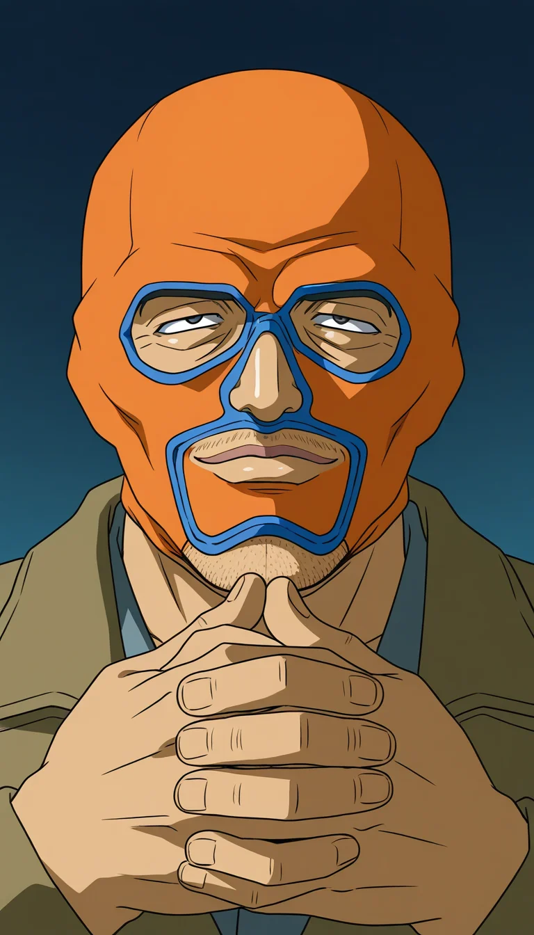 general,highres, ultra-detailed,very aesthetic,best quality ,best hands, BREAK <lora:Minami_Nadeshiko_OVA_IS:1> Itou_Kisaku_OVA, 1boy, mask, male focus, black eyes, old man, facial hair, stubble,