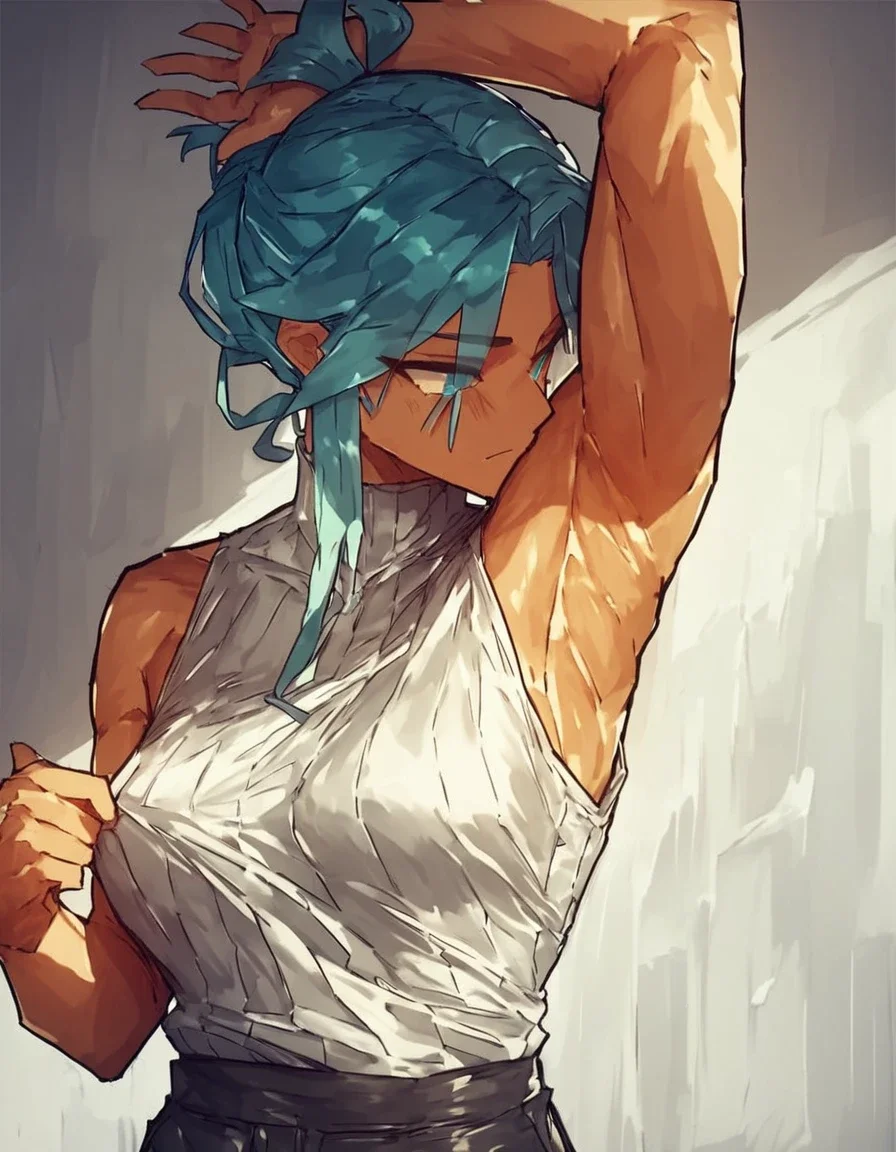 score_9, score_8_up, score_7_up, aqe, 1girl, sniffing armpit <lora:DI_sniffing_armpit_pony:0.55>