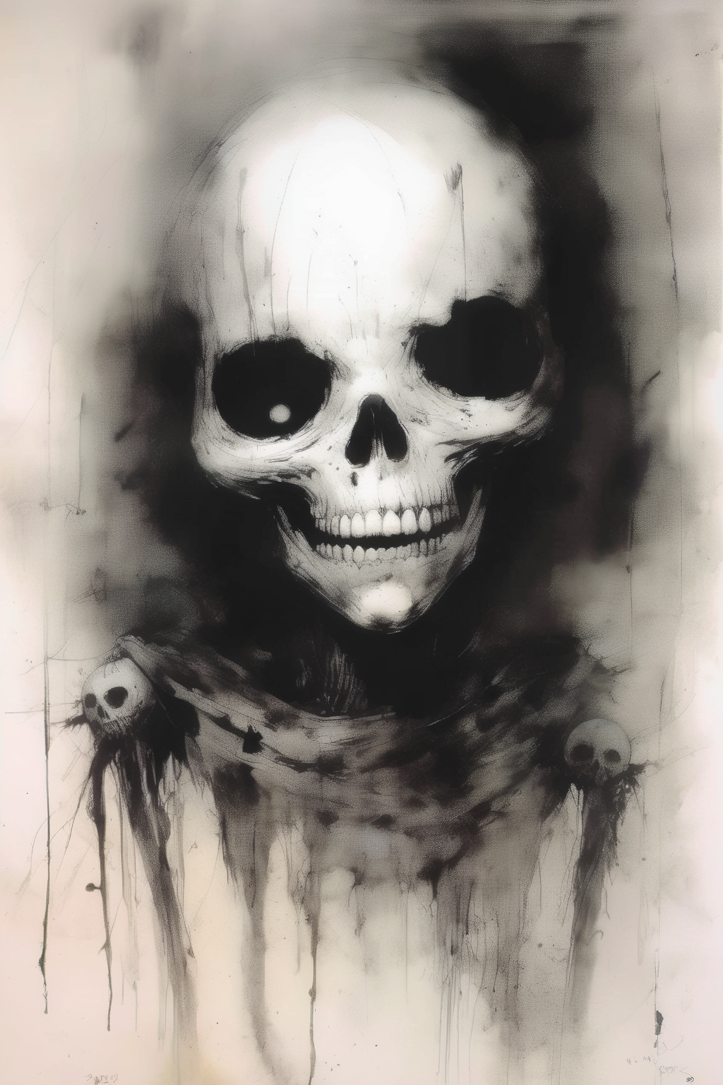 <lora:Stephen Gammell Style:1>Stephen Gammell Style - skull with haunting eyes stephen gammell black and white illustration