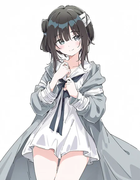 1girl,simple background,white background,cowboy shot,manshui,solo,looking at viewer,smile,<lora:manshui-000016:1>,, masterpiece, best quality, very aesthetic, absurdres,newest, incredibly absurdres,, (Ixy:0.6)),(hiten \(hitenkei\):0.7),