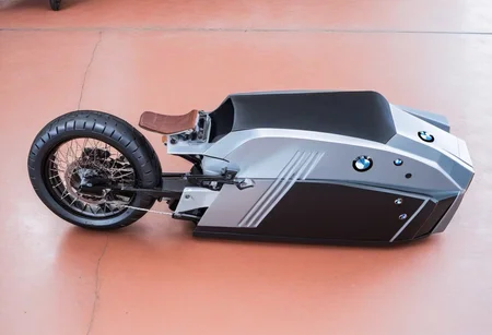 from above, from side, ground vehicle, ((radical:1.5)), BMW, Motorcycle,