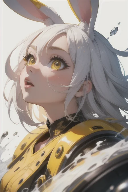masterpiece, best quality, (rabbit) bunny, large eyes, (cartoon), splashing, abstract, psychedelic, (neon:0.8), extremely detailed, (white background:1.3), ink, (creative:1.3), intricate detail, (pretty face), dynamic lighting, natural lighting, (yellow:1.3), photorealistic, sy3 <lora:Sy3:0.4> <lora:ink-0.1-3-b28-bf16-D128-A1-1-ep64-768-DAdaptation-cosine:1>