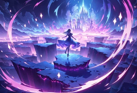 serene night, beautiful sky, dancing silhouette, Complex landscape, best quality, pastel colors, light blue tint, aesthetic Ethereal, Effulgent, Idyllic atmosphere,  Tranquil,  ethereal quality, cinematic volume, Twinkling lighting, glowing aura, global illumination,  glowneon, Anisotropic Filtering, Unrivaled Opus, Unconventional, hyper detailed, HDR,