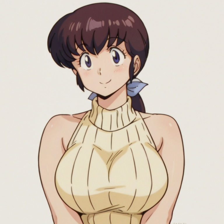 score_9, score_8_up, score_7_up, source_anime, best quality, masterpiece, uncensored, BREAK, pov, upper body, folding one's arms, Kyoko Otonashi, 1 woman, older female, adult female, very tall female, solo, looking at my eyes, she loves me, Seducing me, smile, brown hair, ponytail, tight sweater, sleeveless, huge breasts, slender constriction, pale color background, simple background, <lora:Kyoko_Otonashi:0.8>