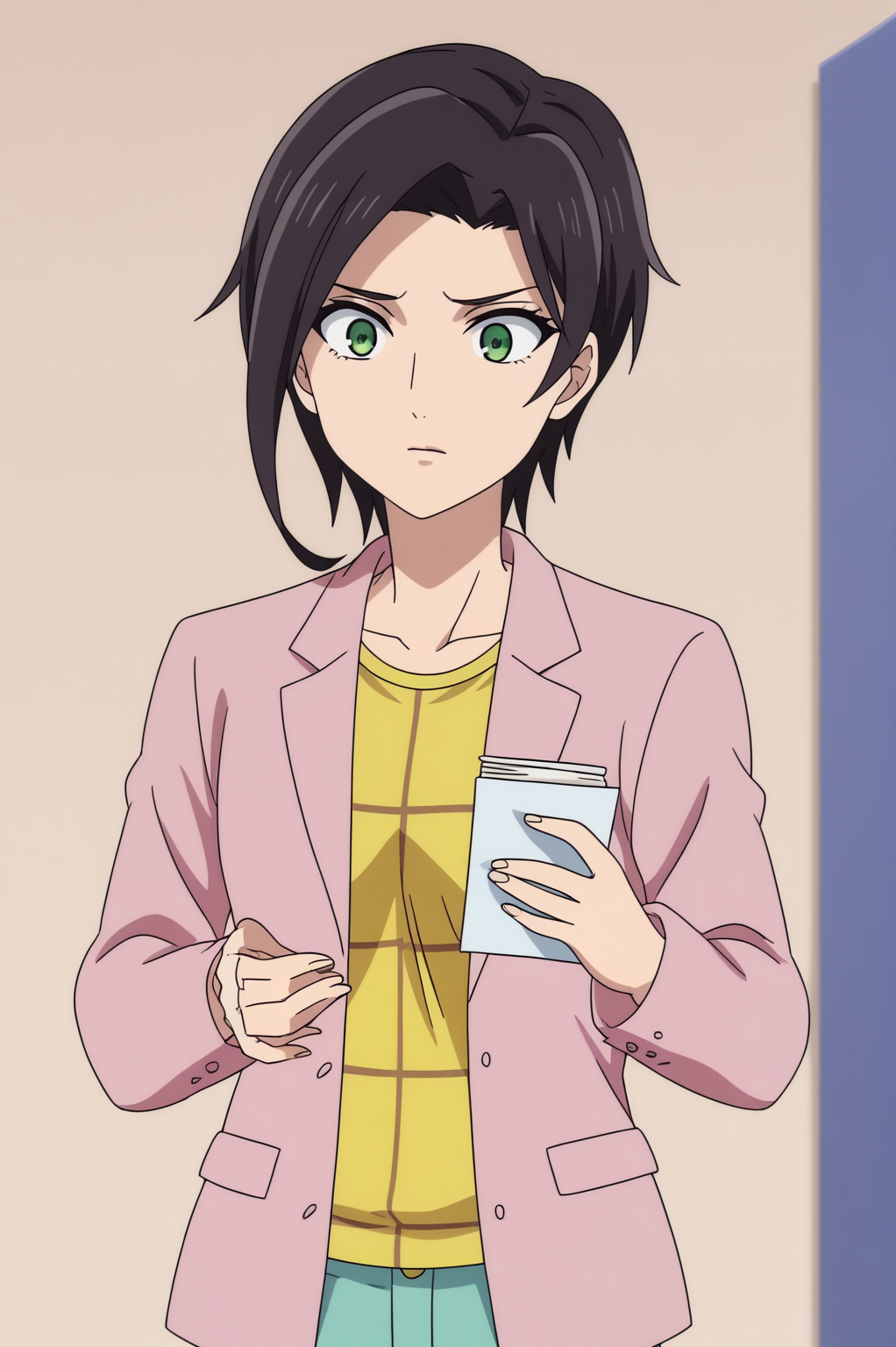 rating_safe,  anime screencap, consistent background,   Saki Yumihara, upper body <lora:Kyokou_Suiri-Saki_Yumihara-PDXL:0.8>