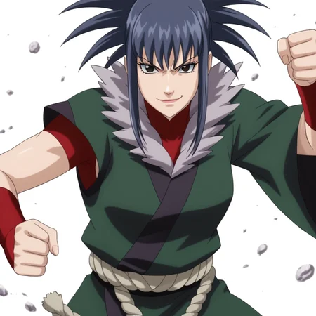 <lora:SlimesGuren:1>, slimes_guren, woman, solo, evil smirk, black eyes, fighting stance