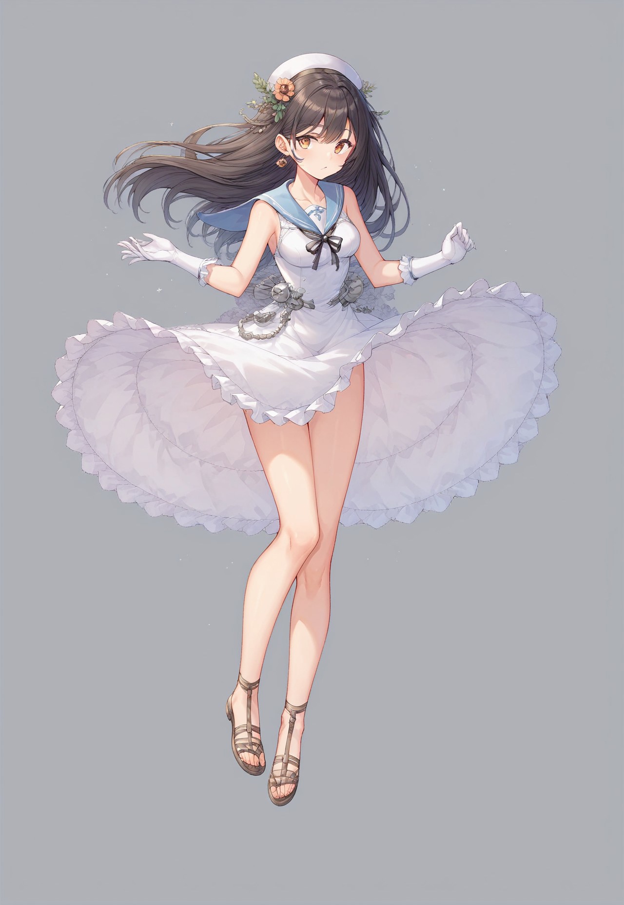 score_9, score_8_up, score_7_up, score_6_up, score_5_up, source_anime,NEGATIVE_HANDS,
HMS Hermes (95), white background, white gloves,dress,sailor collar,full body
