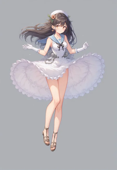 score_9, score_8_up, score_7_up, score_6_up, score_5_up, source_anime,NEGATIVE_HANDS,
HMS Hermes (95), white background, white gloves,dress,sailor collar,full body