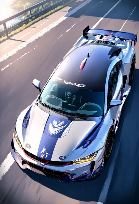 professional 3d model masterpiece,high score,great score,absurdres,  ., a car driving on a race track with a number on it's side and a number on the front of the car [23] ,<lora:R0k00M0t0rV3h1c13HD:1>, (R0k00M0t0rV3h1c13HD, car, ground vehicle, motor vehicle, vehicle focus, Cornelisz Hendriksz Vroom, panfuturism),dappled sunlight [3],field [1], . octane render, highly detailed, volumetric, dramatic lighting