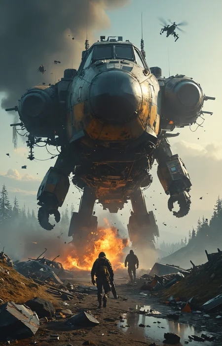 cinematic composition,Jakub Rozalski,Beeple,view from below, amazing depth, hyper action shot,action pan photo,foggy,smoke,starship crash ,suberpunk,falling down,(littered horizon:3),explosion,dof,collision with the ground,fire,close up,motion blur, lighting, glow,vivid,futuristic ,scifi, double exposure, Nikon d3300, F/5,hyper detailed,poster,artstation <lora:add-detail-xl:1> <lora:MJ52:0.3> <lora:Vintage_Street_Photo:0.2>