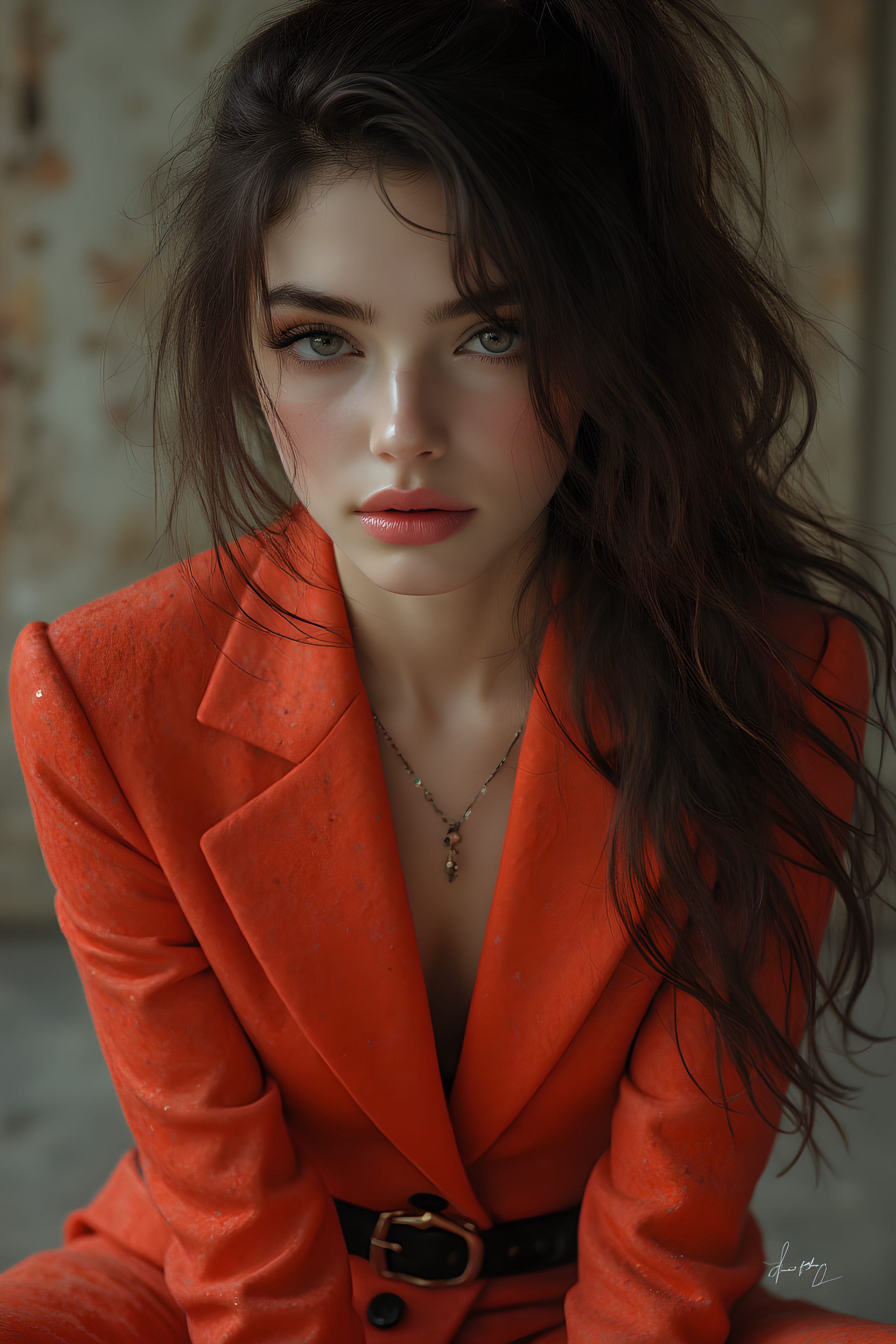 (Best Quality,4k,8k,High resolution,masterpiece:1.2),ultra detailed,(realist,photorealist,photo-realist:1.37),1 girl,hip-hop style suit,High ponytail,incredibly long hair,cowgirl pose,looking at the viewer,Leaning forward,by Santiago Caruso,by Mike Azevedo,detailed eyes,detailed lips,extremely detailed face,long eyelashes,dynamic pose,showy,vibrant colors,warm lighting