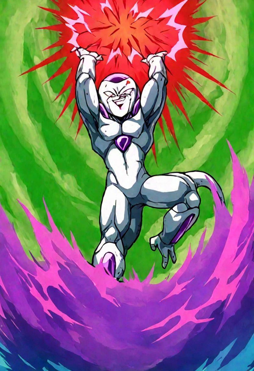 Freezer ,(create a (Ball energy) with one arm) (side view:1.0)