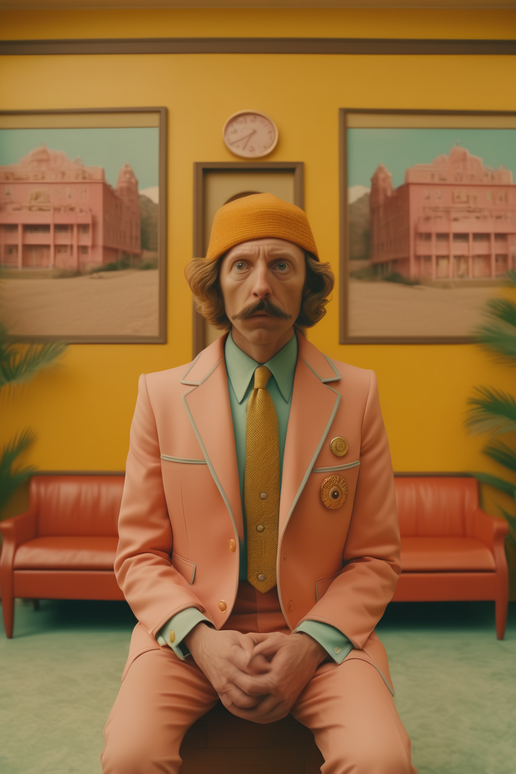 <lora:Director Wes Anderson style:1>Director Wes Anderson style - a wes  style villain, wes  style, tones and colors, raw image, 35mm lens Leica, 8k, film grain, moody, masterpiece, highly detailed
