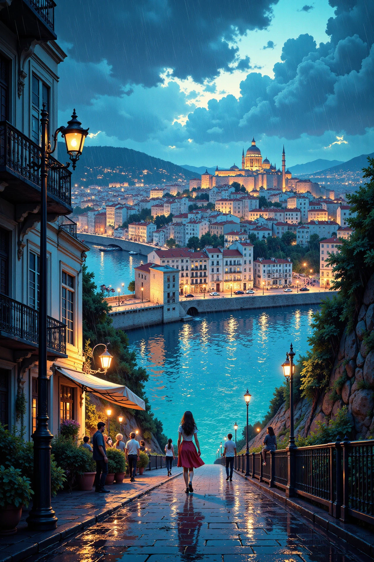 Lisbon, Portugal beautiful anime landscape, rainy day, woman, very intricate, very detailed, sharp, bright, colorful, <lora:Hand v2:0.5> <lora:Anti-Blur:1><lora:Insane Detail Slider:0.25>  <lora:flux.1_lora_flyway_Epic-detail_v2:0.3> <lora:fluxenhancer:0.25> <lora:ROWER:0.6> <lora:flux-charmer-v1-1:0.4> <lora:Colorful_Fantasy_Art_for_FLUX:1> fantasy art