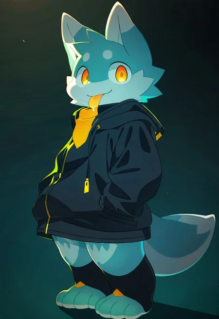 zuppu11, 1boy, solo, furry, cute, kemono, masterpiece, best quality, very awa, very aesthetic, absurdres, sensitive, looking at viewer, tongue out, drooling, full body