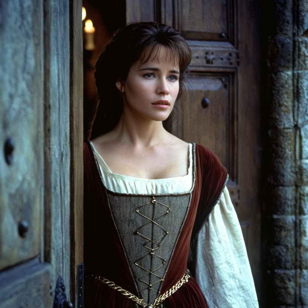 cinematic film still of <lora:add-detail-xl:0.7>1
<lora:detailed:0.4> detailed style
<lora:perfection style:0.4> perfection style
 <lora:Braveheart film style:0.9>
Braveheart film style In 1280
Sophie Marceau Princess Isabelle a woman in a medieval costume standing in front of a door, shallow depth of field, vignette, highly detailed, high budget, bokeh, cinemascope, moody, epic, gorgeous, film grain, grainy