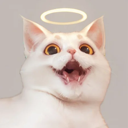 score_9, score_8, score_7, ral-sprnva, happy cat, ghost cat, white, angel halo