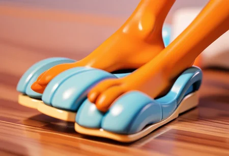 score_9, score_8_up, score_7_up, score_6_up, score_5_up, score_4_up, 1girl, furry female, kiff chatterley, orange squirrel, barefoot, orange feet, 3 toes, foot focus, close-up