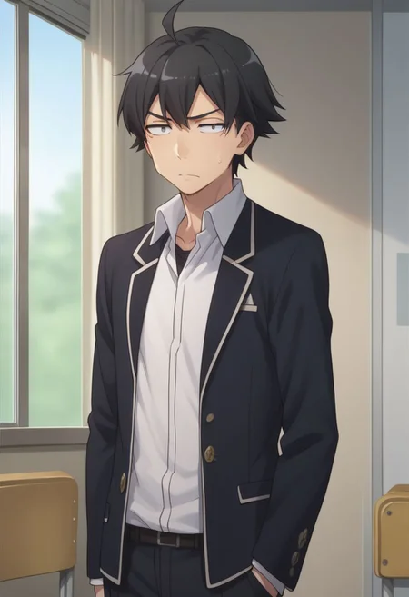 score_9, score_8_up, score_7_up, source_anime, highly detailed,
hachi, 1boy, black hair, school uniform, male focus, ahoge, sweatdrop, black eyes, jacket, solo, blazer, shirt, white shirt, collared shirt, pants, upper body,
indoor