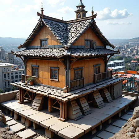 mad-shingles, <lora:Shingles_SDXL:0.7> (chips:0.3), perfect composition, (venus flytrap made out of roof tiles:1.4), elaborate, (ultra realistic:1.1), detailed background, masterpiece, best quality, intricate, extremely detailed, intricate