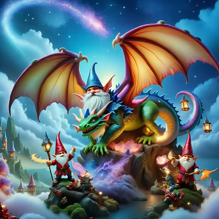 Fujifilm quality photograph (best quality)++, (masterpiece)++, (detailed)+, elf on the shelf fighting a Dragon, (fantasy illustration)1.3, enchanting Dragon battle elf on the shelf, mystical battle, (many gnomes battling)1.4 (whimsical charm).4 Otherworldly charm, mystical sky, (Luis Royo)1.2, (Yoshitaka Amano)1.1, moonlit night, soft colors, (detailed cloudscape)1.3, (high-resolution)1.2 (gnomes battling everywhere)1.2 , <lora:DonM3t3rn1tyXL-v1.1:0.8> DonM3t3rn1tyXL <lora:DonMD1g174l4sc3nc10nXL:0.8> DonMD1g174l4sc3nc10nXL <lora:Dragons:0.8> dragon <lora:EnvyMagicalXL01:0.8> magical <lora:FantasyLandscape:0.8> FanLan