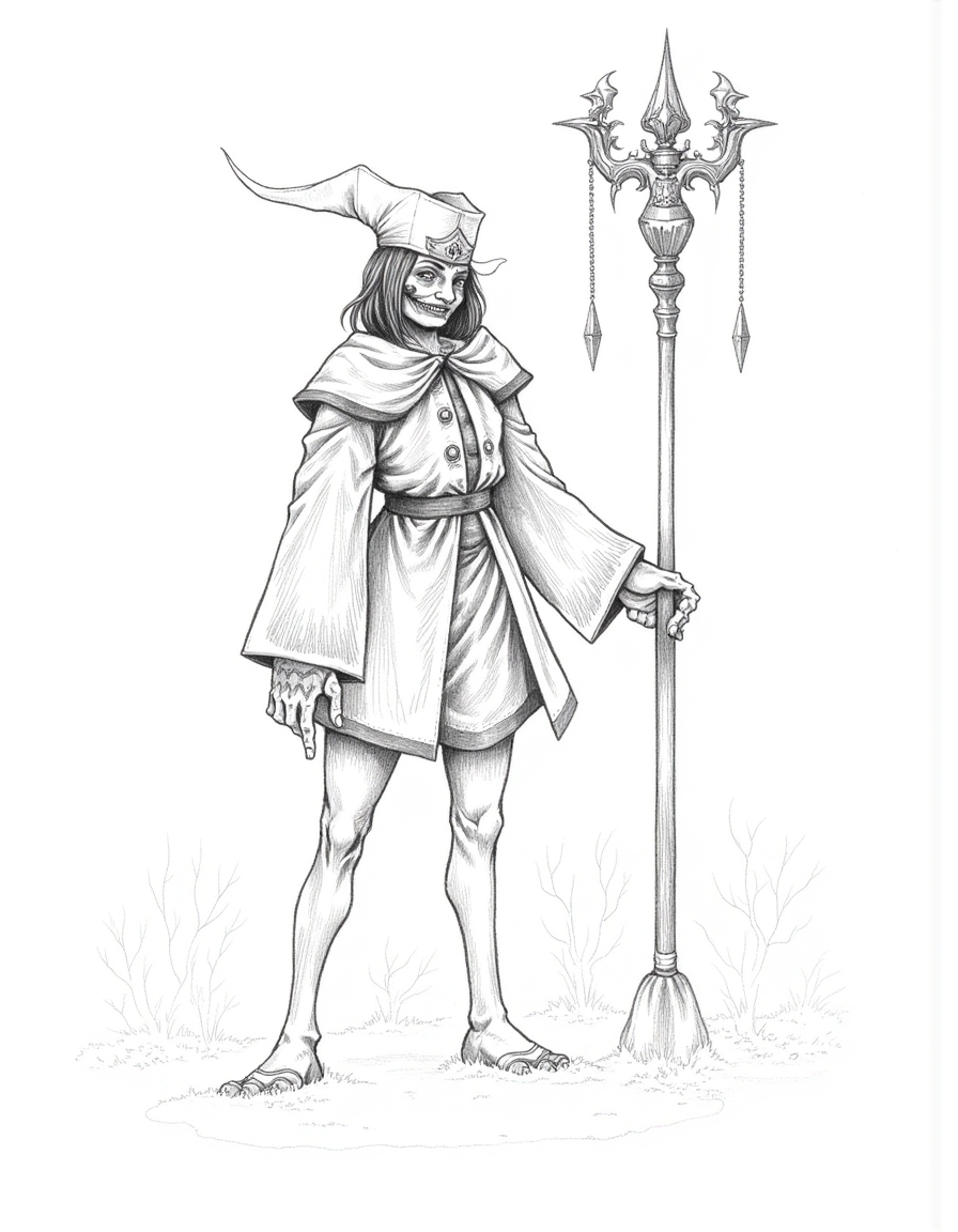 Halloween_Art_Style_Concept, A black-and-white pencil drawing