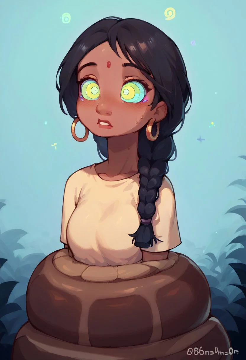 score_9, score_8_up, score_7_up, score_6_up, 
1girl,solo, ShantiJB2, Black hair, Braided ponytail, dark skin, petite, adult, medium breasts, KaaEyes?, kaa eyes