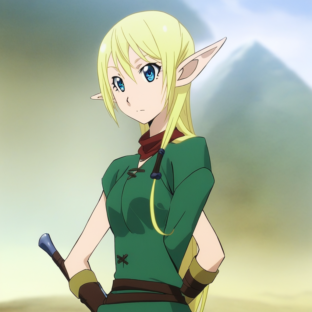 Tuka Luna Marceau, Elf girl, Blue eyes, slim body, archer