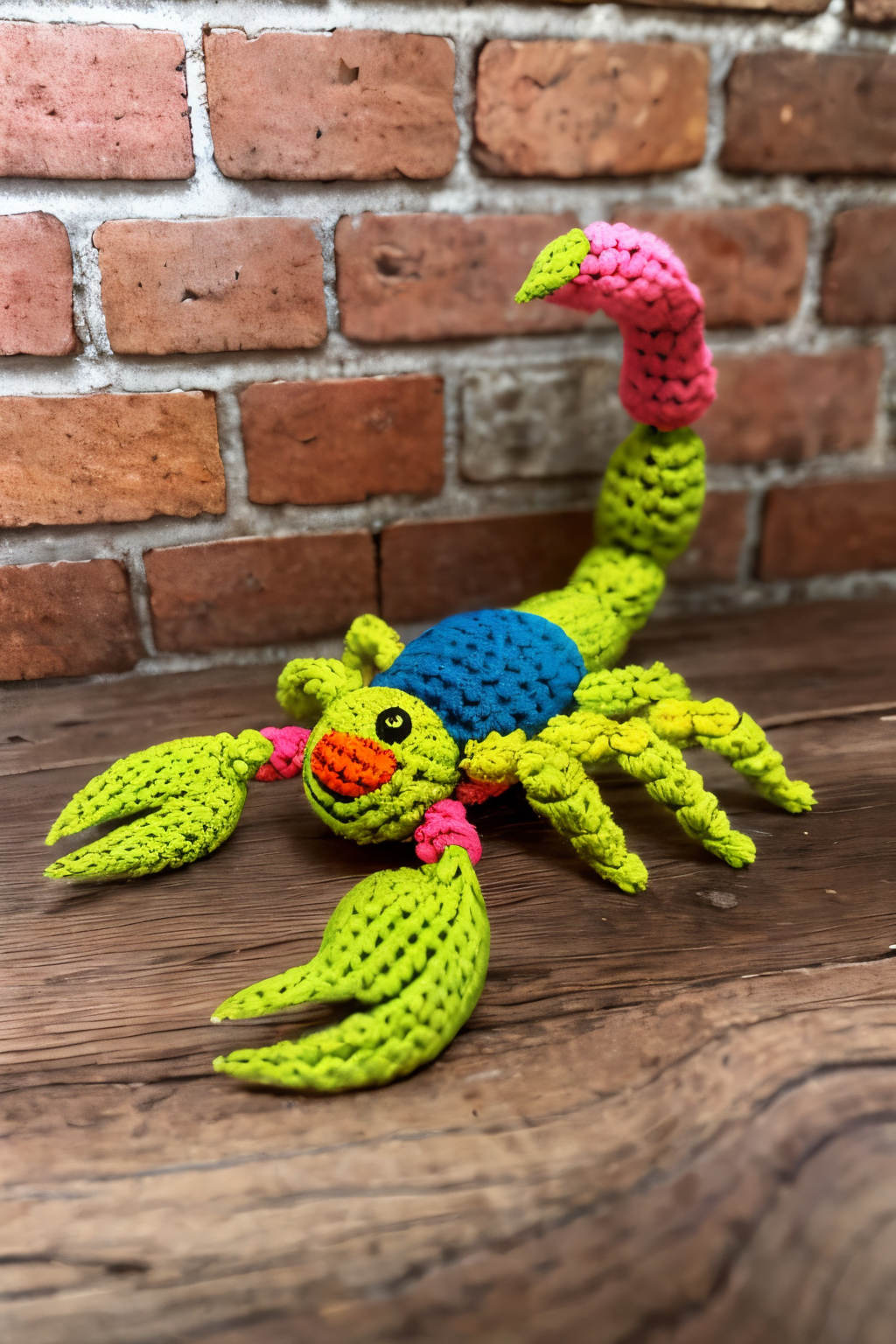 (Realistic:1.5) EdobScorpion, stuffed toy, sun, simple background, teeth, parody, out of frame, leaf, pink background, multiple boys, brick wall, bug,  <lora:EdobScorpionArtistic_v1.0:0.8>