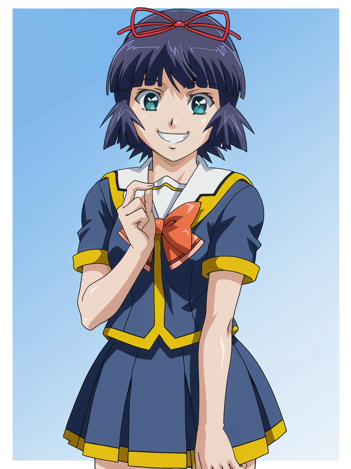 source_anime,  score_9, <lora:kitamilast:0.8> hskitami, school uniform, smile