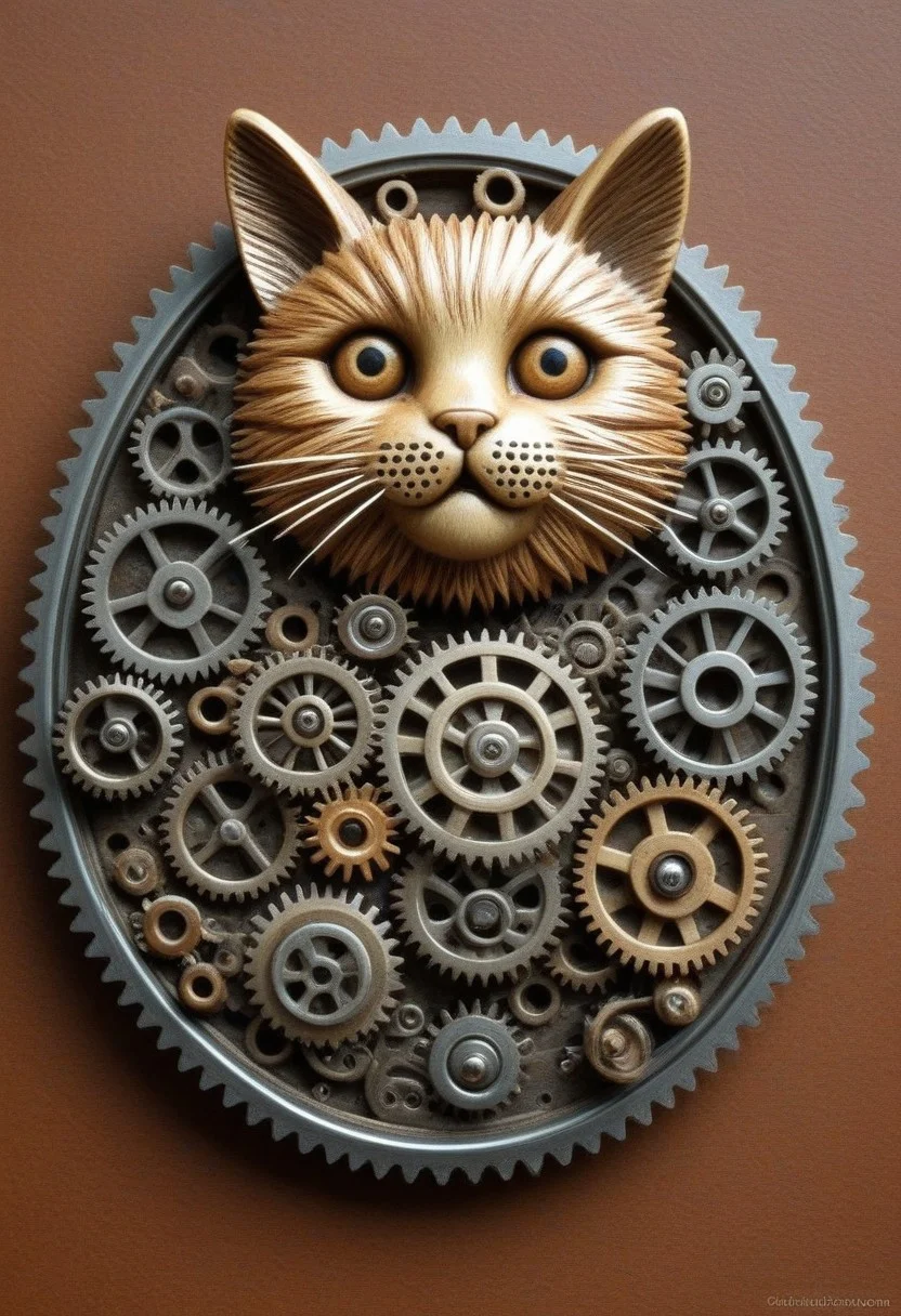 Cute Cat Witty Wonders: Add a touch of humor or whimsy. After all, what’s a gearhead challenge without some sprocket jokes? (made out of gears), beautiful and intricate