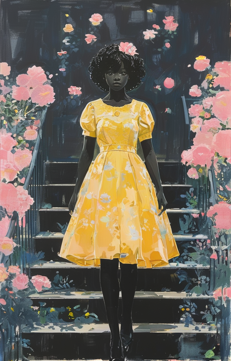 masterpiece,best quality,<lora:tbh268-sdxl:0.9>,illustration,style of Kerry James Marshall portrait of idolmaster cinderella girls,