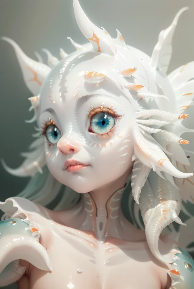 best quality, masterpiece, a portrait of a creaturer <lora:25_preal_1v5_768_0001BD5e_NR128NA128off:0.6> mix_\(sea slug\), white.