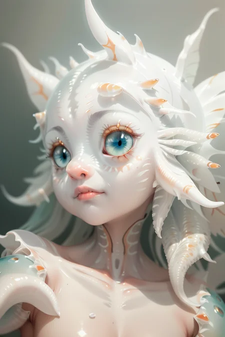 best quality, masterpiece, a portrait of a creaturer <lora:25_preal_1v5_768_0001BD5e_NR128NA128off:0.6> mix_\(sea slug\), white.
