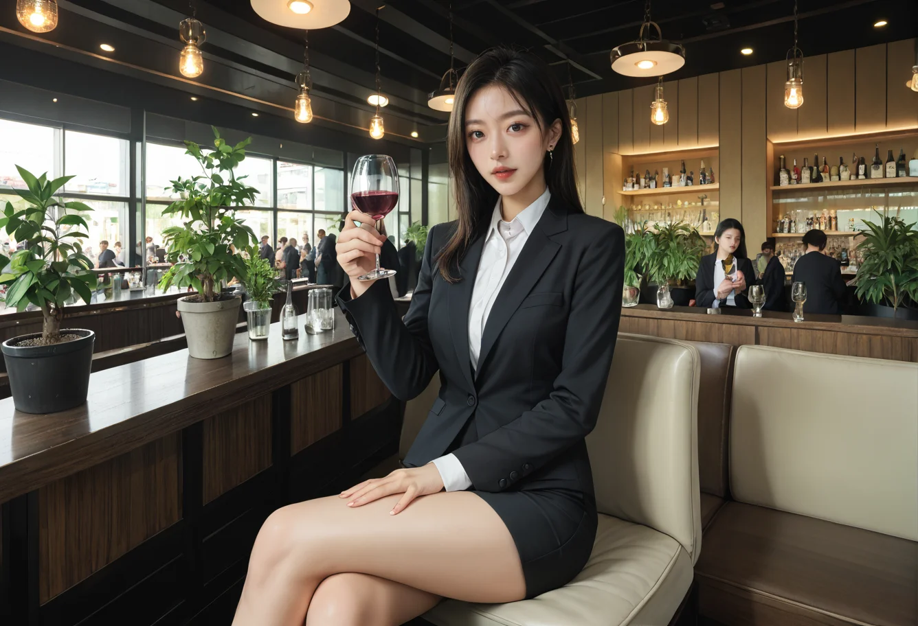 ,ruanyi0822,indoors,potted plant,
sitting,office lady,holding cup,wine glass,
crowd,people,<lora:0822 bar interior_v1_pony:1>, score_9,score_8_up,score_7_up,,8k,1girl,solo,,