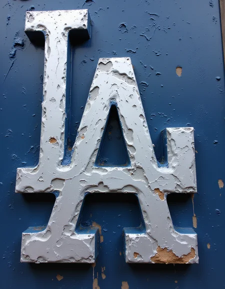 A photorealistic image of the L.A. Dodgers logo. gl1tchc0re<lora:Promptcore Flux\Glitchcore.safetensors:0.3:1.0>