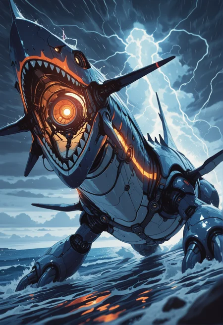 masterpiece, best quality, good quality, very aesthetic, absurdres, newest, 8K, depth of field, focused subject, 1girl, solo, riding on megalodon, ocean, storm, sci-fi, lighting, attack, dynamic angle,
,in the style of cknc,
<lora:ck-shadow-circuit-IL:0.6>
<lora:MoriiMee_Gothic_Niji_Style_Illustrious_r1:0.4>
<lora:ck-nc-cyberpunk-IL-000011:0.4>