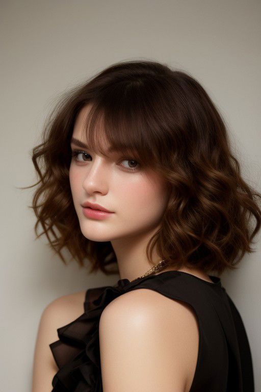 Indulge in the rich allure of vibrant, harmonized black tones with complimentary haircuts included in every session. Embrace the dynamic energy reminiscent of Titans, as curls showcase the artistry of color. Capture a masterpiece with perfect anatomy, utilizing a medium shot for a RAW photo of a 30-year-old woman. Showcase curtain bangs, focusing on her head, hair, shoulders, and hands down. Set against a plain white background, the image is captured in 8K UHD using a DSLR camera, employing soft lighting for high-quality results. Introduce a touch of film grain, shot with a Fujifilm XT3, Glamour. The sexy woman's gaze at the viewer is meticulously crafted with cinematic light, even lighting, high key, low key, shadows, contrast, and visual details such as skin texture and small pores. The image features film grain with a warm hue and tone, adding a layer of warmth. On a technical note, it boasts ultra-high resolution for a truly captivating result.