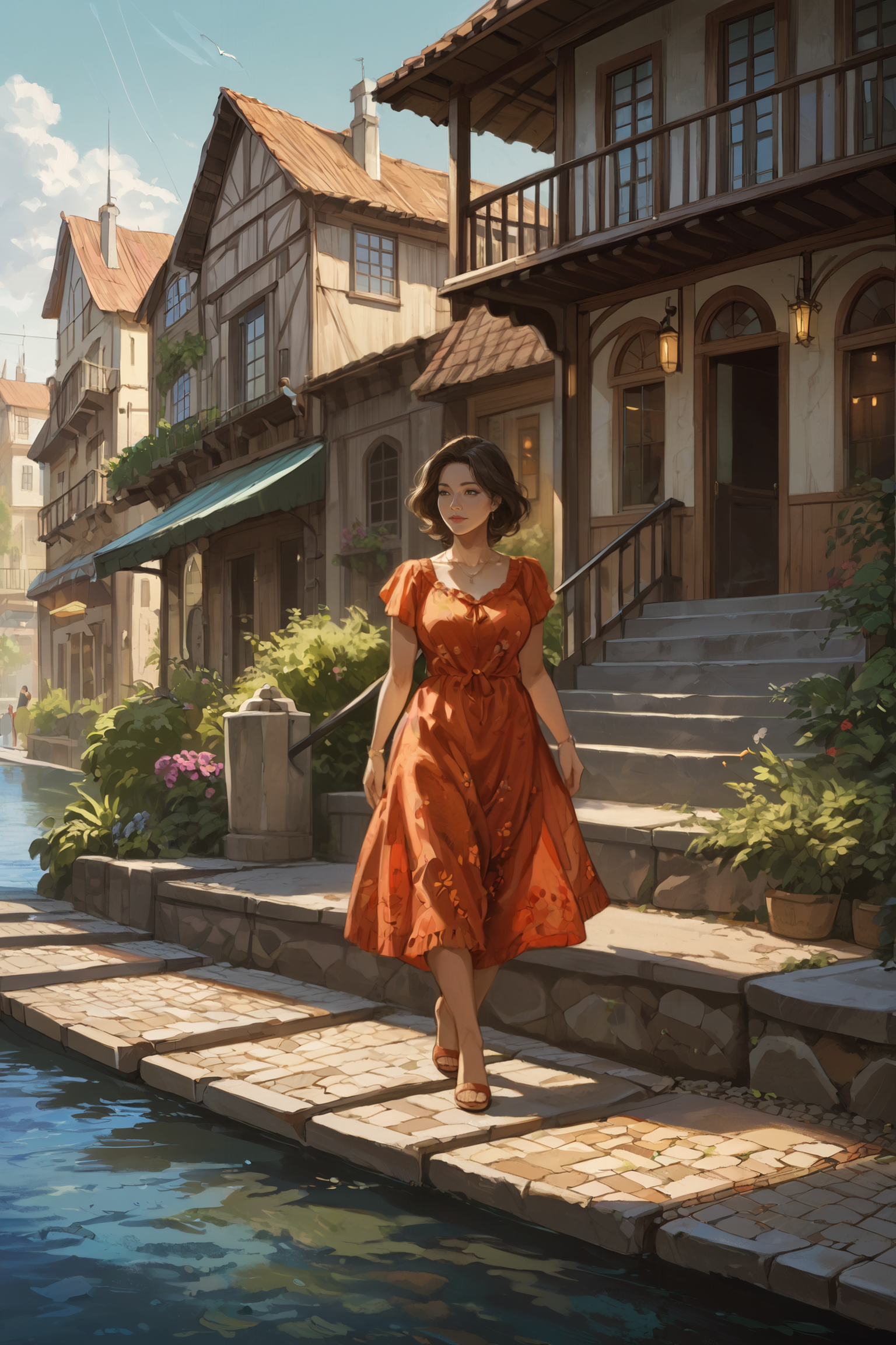 score_9_up, score_8_up, score_7_up, Casual, cell_shading, detailed, detailed background, masterpiece, best quality, highly detailed,
1 milf, walking on a sidewalk, river, town,
BREAK
bridge
BREAK
1milf, summer dress,
original,
<lora:incase---1:0.4> <lora:DemizuPosukaXLP:0.8> DemizuPosuka <lora:kurtzXLP:1> kurtz