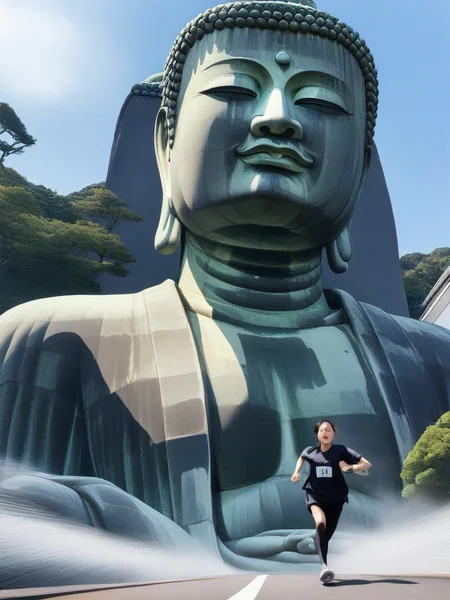 incredibly_absurdres,best_quality,masterpiece,
solo,<lora:daibutsu_A_XL_v1.1:0.8>,great buddha,running,city,speed lines,