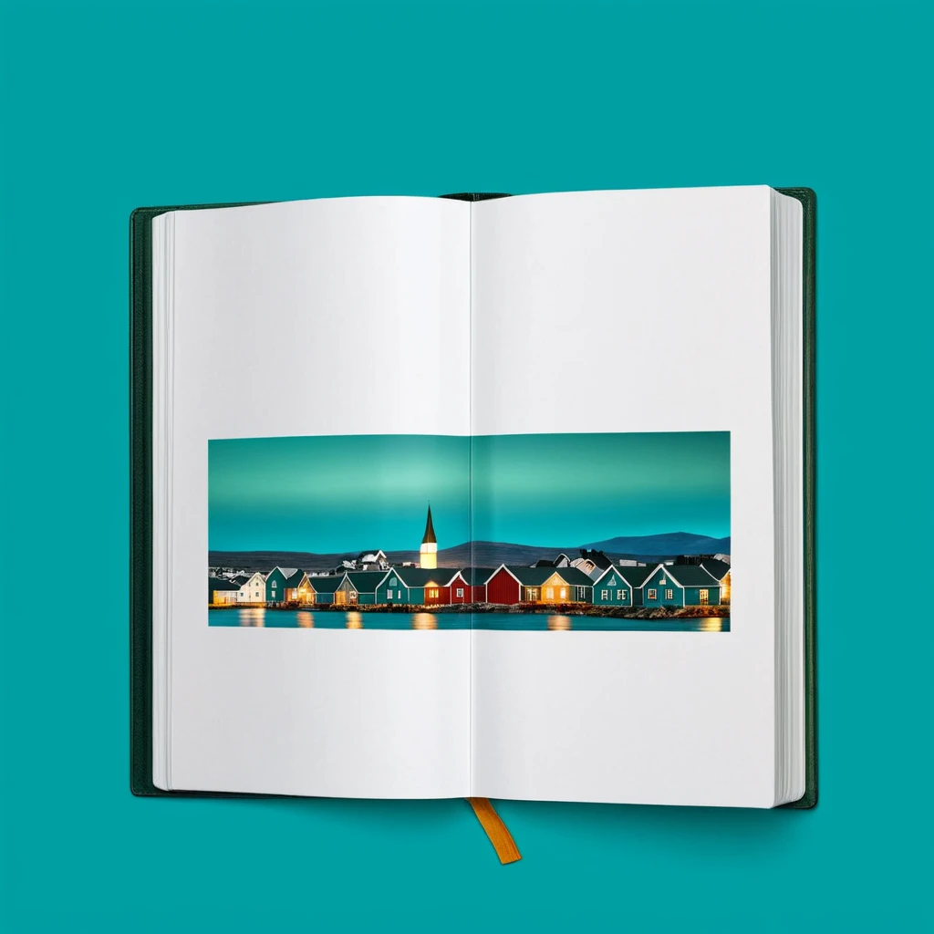 (notebook showcase) <lora:20_notebook_showcase:1.1>
Teal background,
high quality, professional, highres, amazing, dramatic,
(Northern village and midnight sun:0.5),