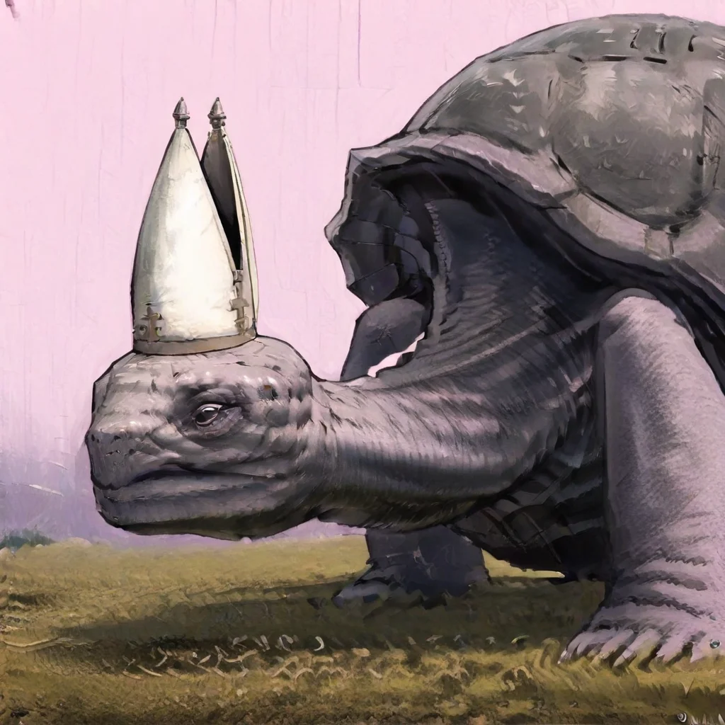 masterpiece, best quality, newest, absurdres, highres, anime, anime style, animal, animal focus, no humans, MTDPV1.0, turtle, tortoise, hat, mitre, white headwear, oversized animal