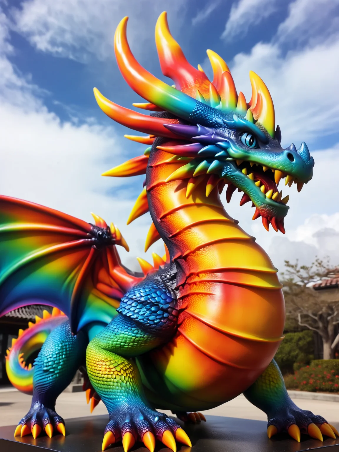 ais-colorfulplastic dragon breathing fire into the sky <lora:Colorful_Plastic_SDXL:1>