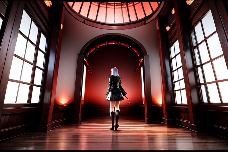 highly insanely detailed, masterpiece, top quality, best quality, highres, 4k, 8k, RAW photo, (very aesthetic, beautiful and aesthetic),  
tsutomu nihei,nihei_tsutomu,blame!,blame gakuen!,abara,TNstyle,sidonia_no_kishi,(mausoleum,tower,hangar),biomachine,bioluminescence,open space,dark background,vast scenery,perspective,empty,flock, 
<lora:ABARA:0.6>, 
(1girl:1.3), 
solo focus, 
east asian architecture,interior,indoors,Mahogany Carving,Redwood furniture,(lotus),fog,window,lattice windows,traditional lattice ceilings,lantern,vase,red lanterns,ribbon,lamp,wooden table,reflection,red velvet carpet,light tone,Red and Dark Wood Chinese Interior,psychedelic,prismatic,Stonehenge,âââ