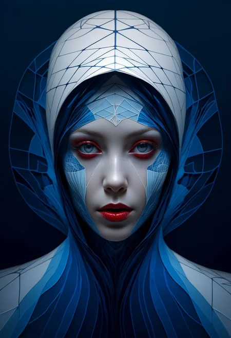 layered papercut, mysterious face, an exotic woman in artsy clothing, fading backlit background, (deep sea fading white to deep blue/red), alluring goddess, by Minjae Lee, Carne Griffiths, Emily Kell, Steve McCurry, Geoffroy Thoorens, Aaron Horkey, Jordan Grimmer, Greg Rutkowski, amazing depth, double exposure, surreal, geometric patterns, intricately detailed, bokeh, perfect balanced, deep fine borders, artistic photorealism , smooth, great masterwork by Suiras <lora:add-detail-xl:2> <lora:Double_Exposure:0.5>